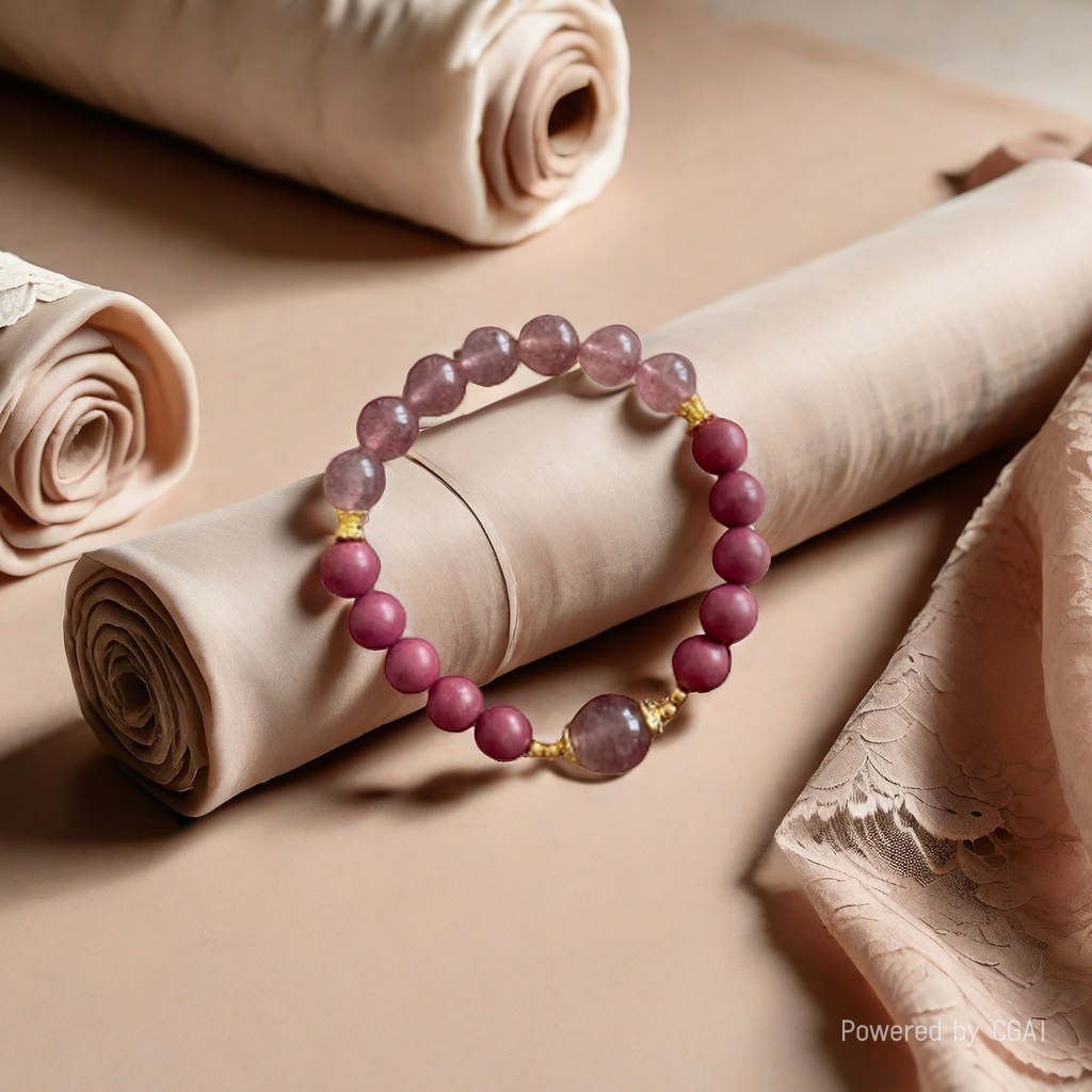 Sugar Tang Tang Barbie Pink 0.8cm bracelet Ancient-style golden waist, copper gold-plated, strawberry crystal SC001020 details Picture