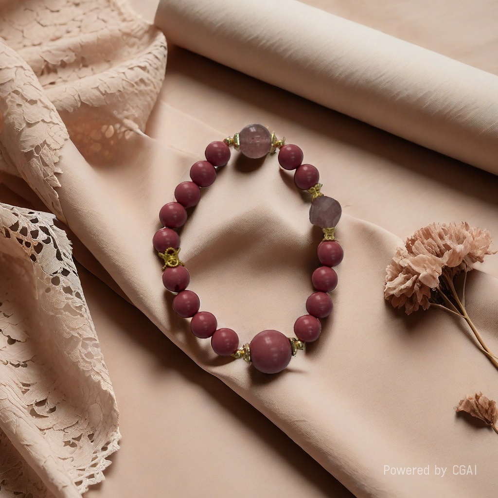 Tangtangtang Barbie Pink bracelet Ancient-style Golden Waist, Ancient-style Golden Four Treasures Double-headed Spacer beads, Strawberry Crystal SC001019 Application Scenario
