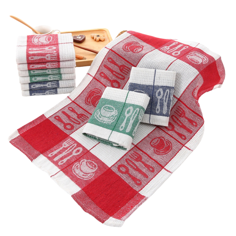 Cotton functional towels, gift tea towels, jacquard woven kitchen towels, foreign trade gift napkins, cleaning cloths, absorbent Item Picture