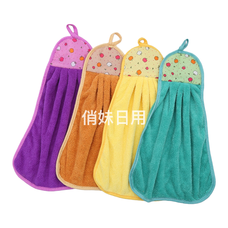 厨房洗漱间挂式超强吸水可爱珊瑚绒擦手巾洗碗抹布3040 Item Picture