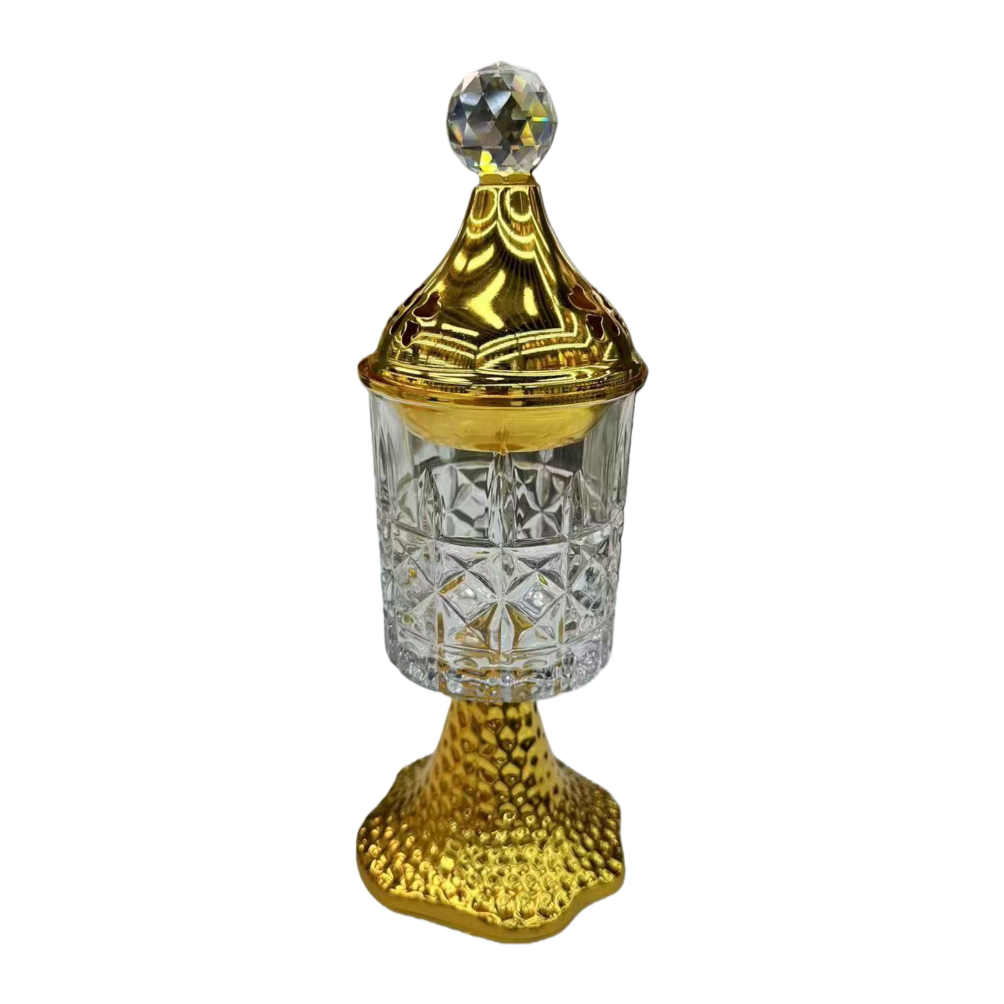A multi-functional incense burner with a golden base, crystal incense burner, purple copper incense burner, incense seal, incense thread and incense holder Item Picture