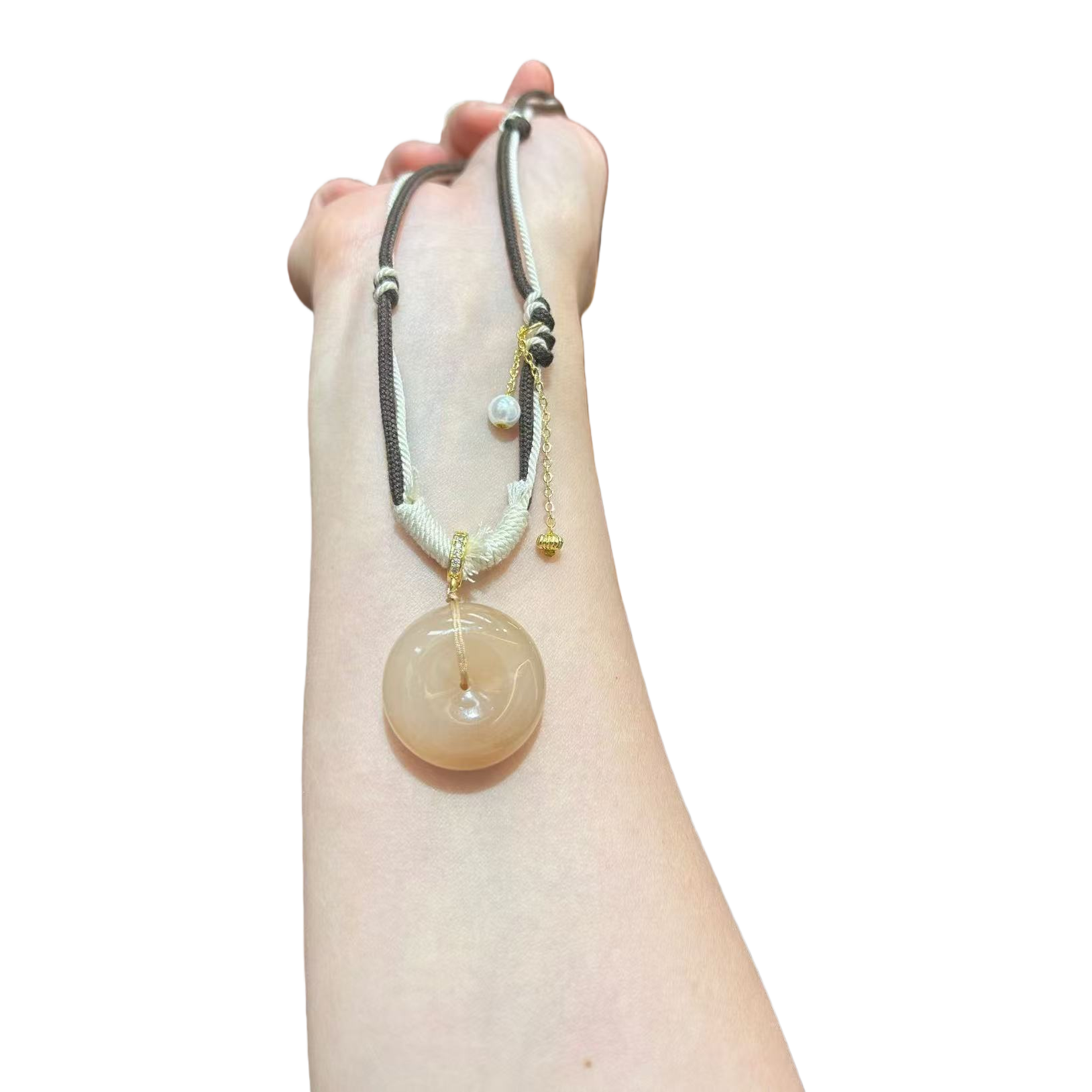 A new beige jade pendant crystal bracelet for hand wear Item Picture