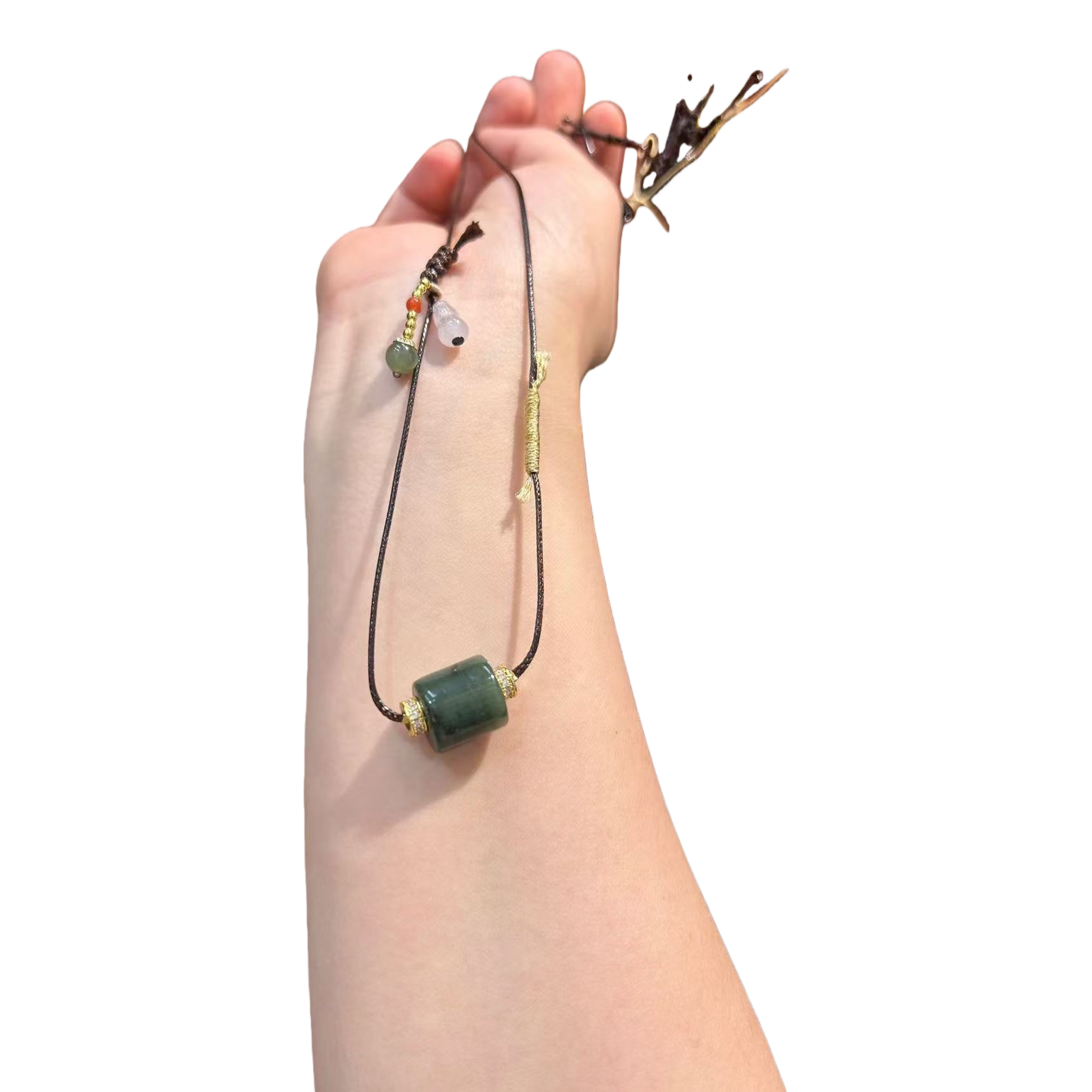 925 Silver Jewelry DIY Handmade Acrylic necklace for women, long and simple sand gold gourd Item Picture
