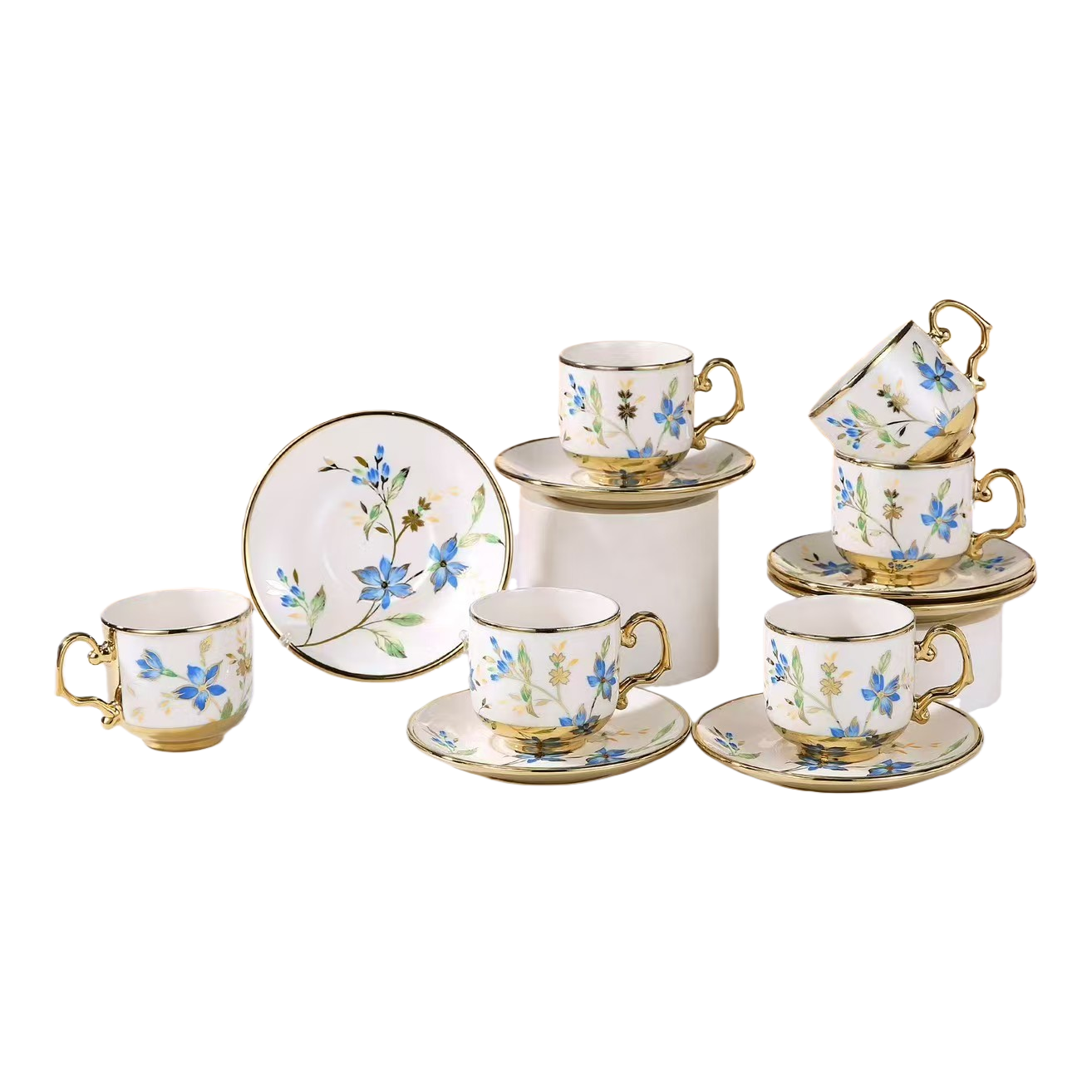 Estilo europeo Phnom Penh patrón de fantasía cerámica taza de café y plato set caja de regalo taza de café y plato seis tazas seis platos Item Picture