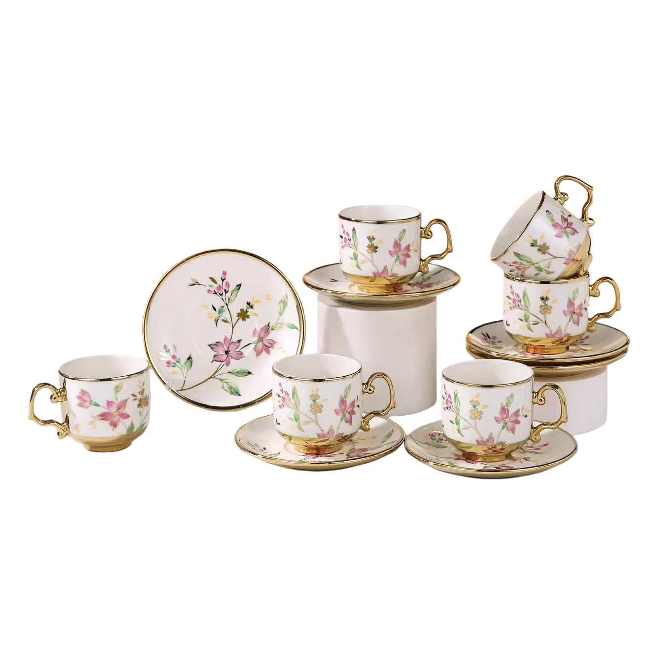 Estilo europeo Phnom Penh patrón de fantasía cerámica taza de café y plato set caja de regalo taza de café y plato seis tazas seis platos 112331680 Item Picture