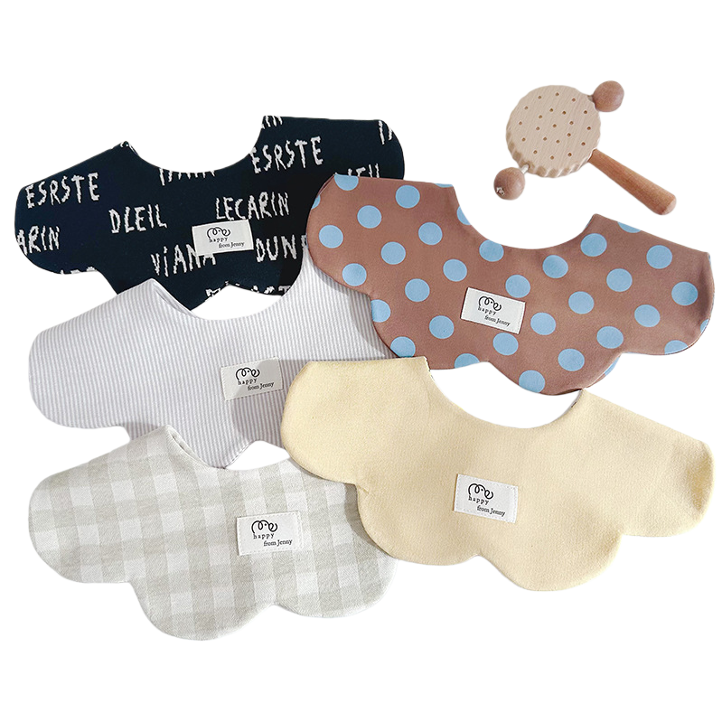 ins Korean version Autumn new baby cotton bib, versatile double-sided drool pocket bib, 0-2 years old Item Picture