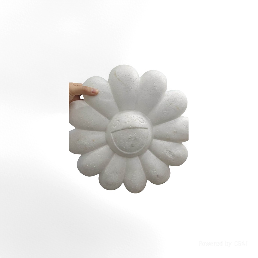 White foam flower sculpture simulates rose petal pieces and artificial flower heads Application Scenario