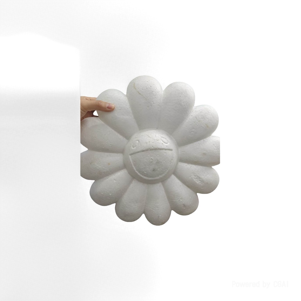 White foam flower sculpture simulates rose petal pieces and artificial flower heads details Picture