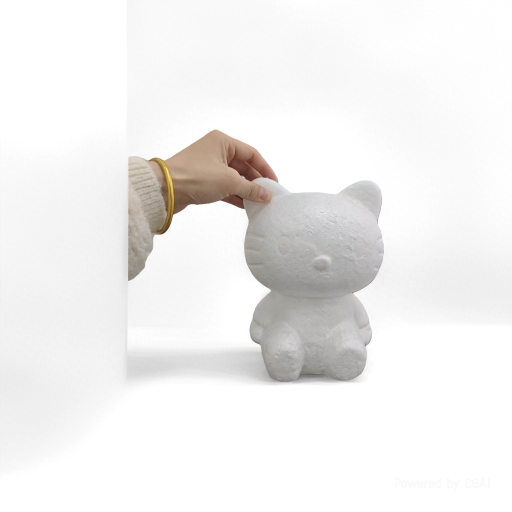 White foam cat-shaped sculpture cow ornaments, food and play accessories, long wall flower office desk small ornaments Specification image