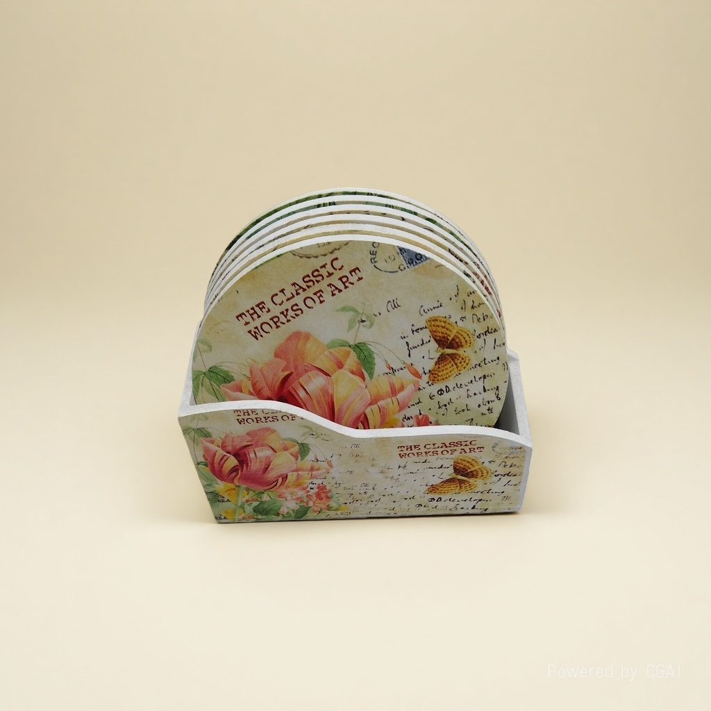 Floral pattern diatom mud PP coasters set, placemats, heat insulation pads details Picture