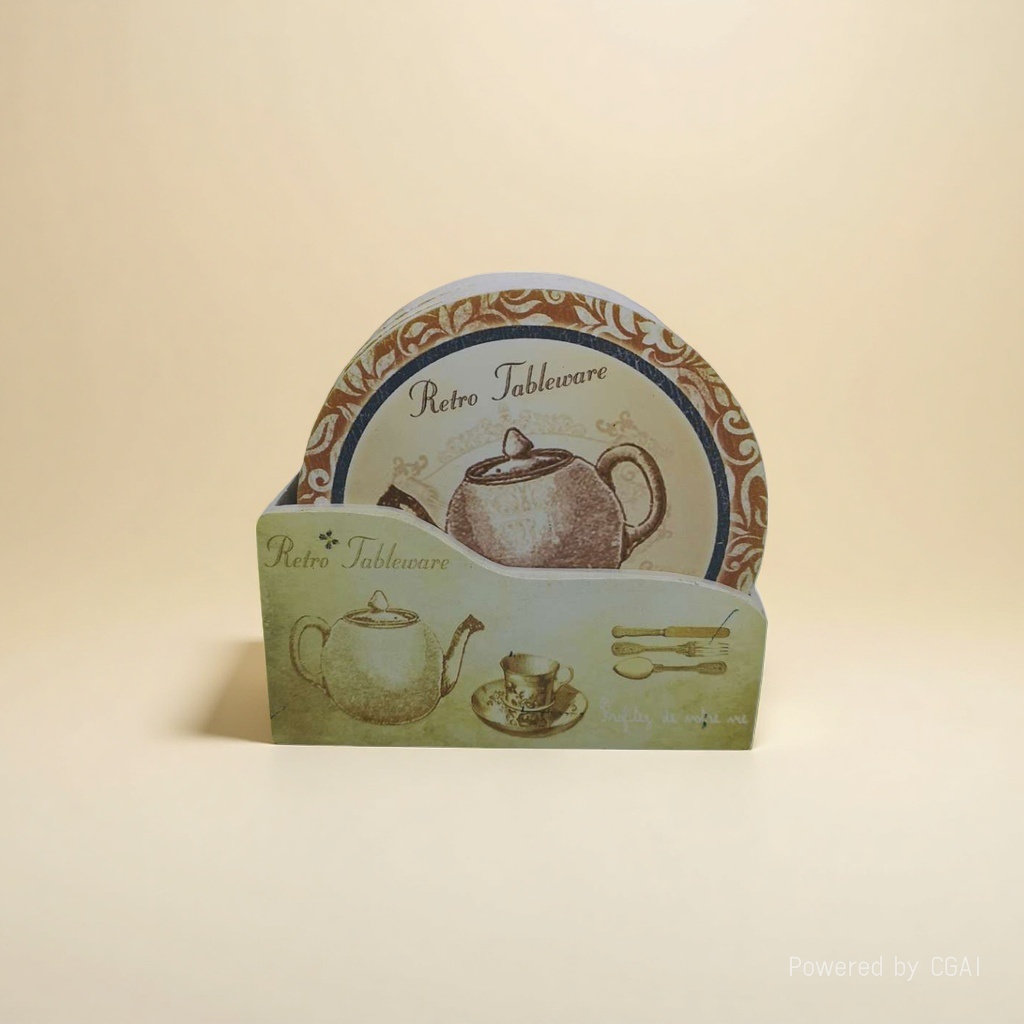 Retro tableware rack, teapot pattern, diatom mud PP heat-insulating coasters and placemats Application Scenario