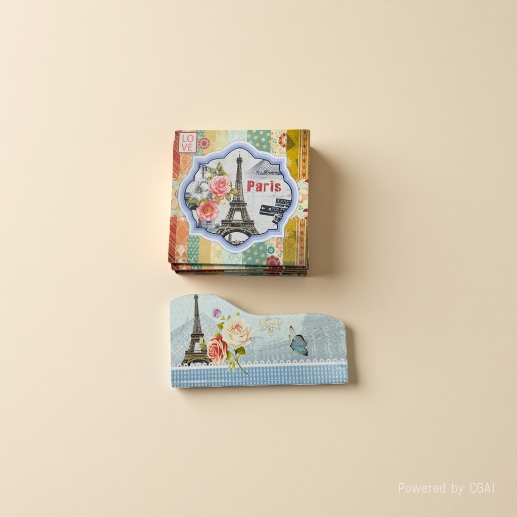 Parisian themed color collage theme resin decorative coasters details Picture