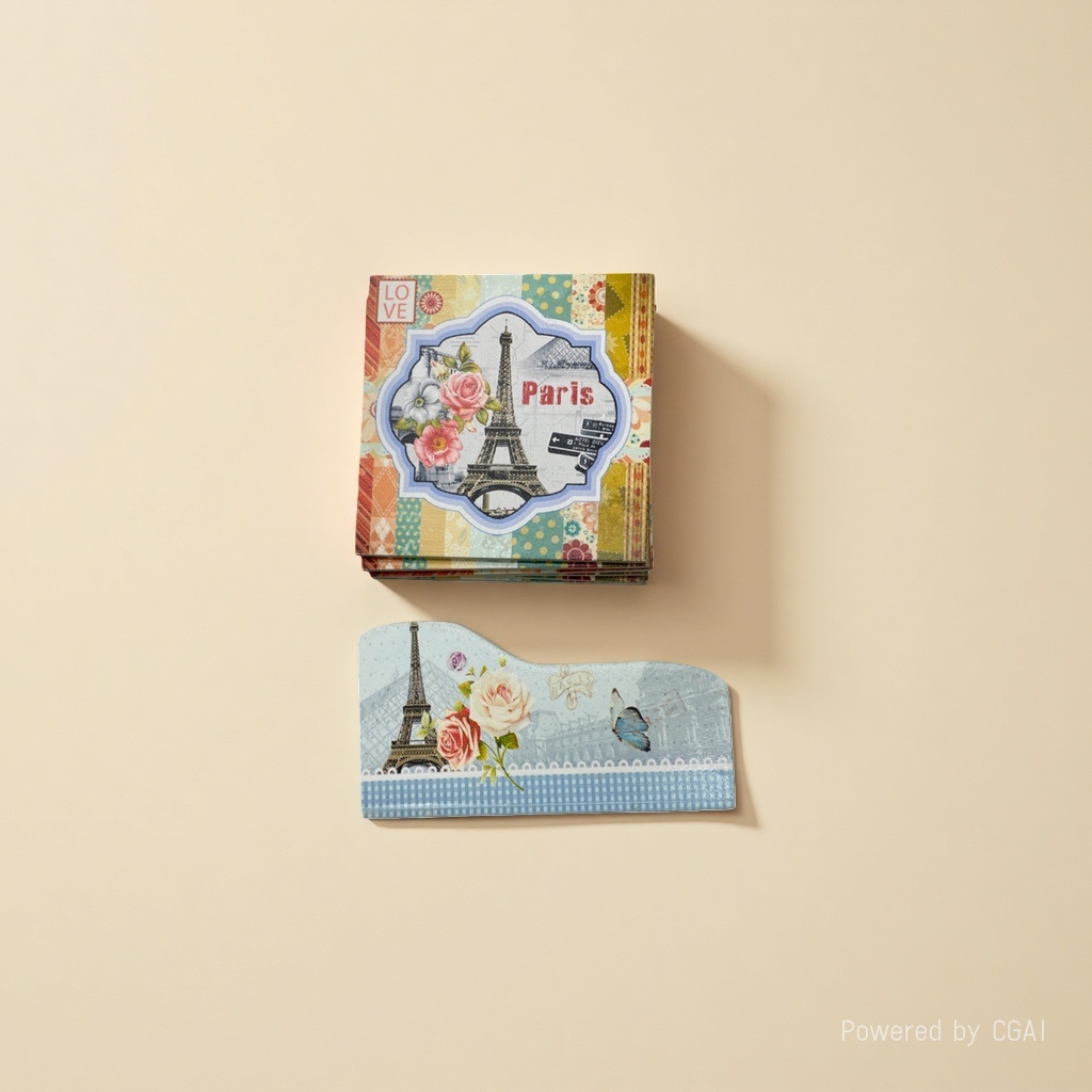 Parisian themed color collage theme resin decorative coasters Specification image