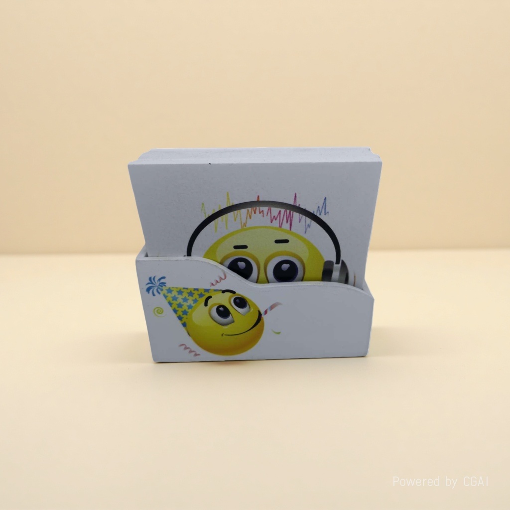 Emoji pattern-themed resin decorative coasters Specification image