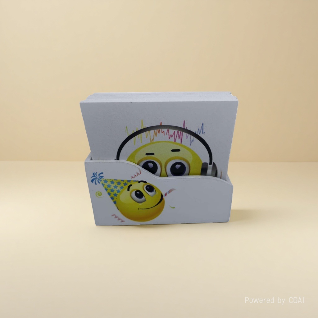 Emoji pattern-themed resin decorative coasters Application Scenario