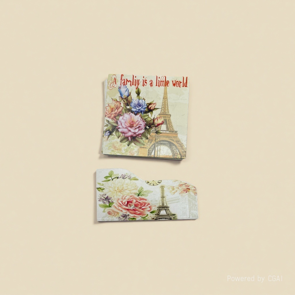 Carpenter's floral Paris Tower pattern-themed resin decorative coasters Application Scenario