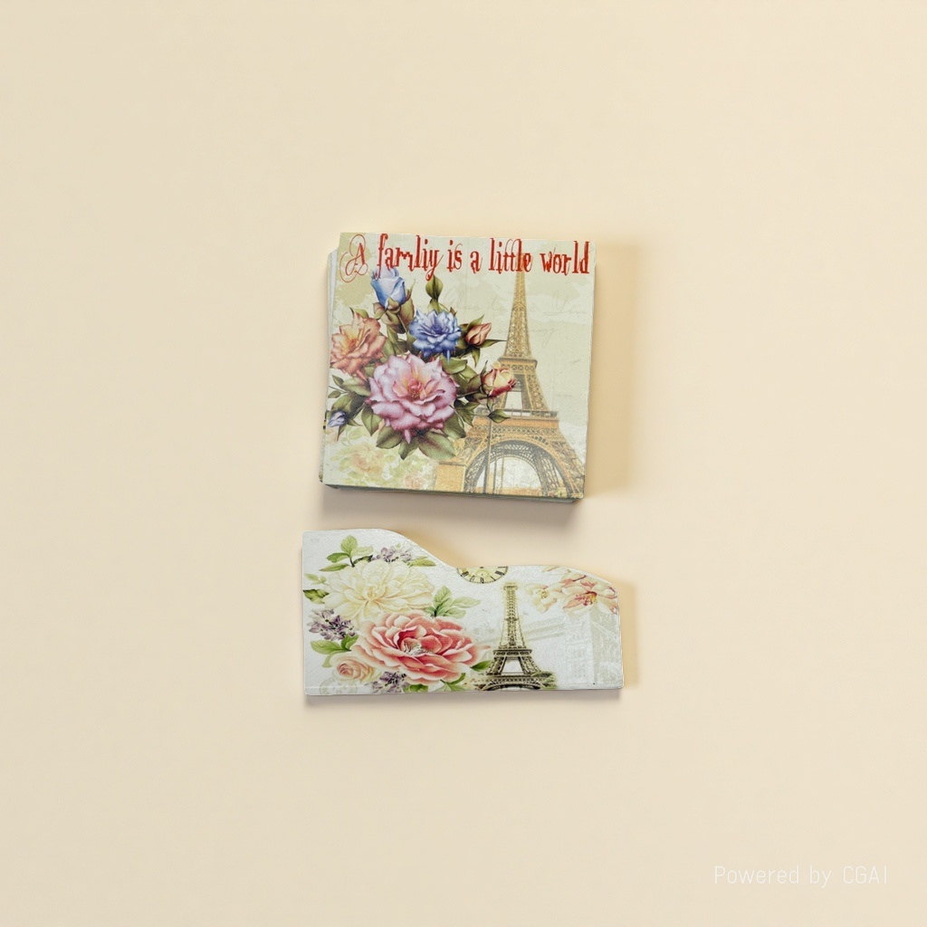 Carpenter's floral Paris Tower pattern-themed resin decorative coasters details Picture