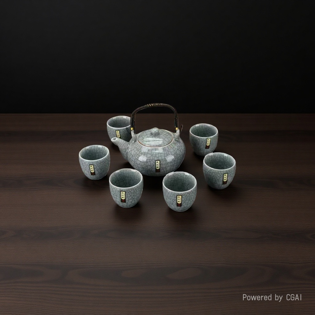 哥窑茶具套装 家用功夫茶杯茶壶 办公室会客轻奢高档整套陶瓷茶具113602726