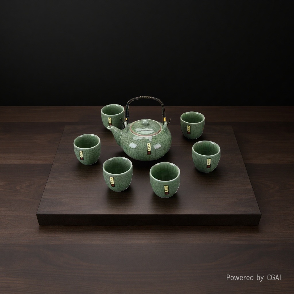 哥窑茶具套装 家用功夫茶杯茶壶 办公室会客轻奢高档整套陶瓷茶具