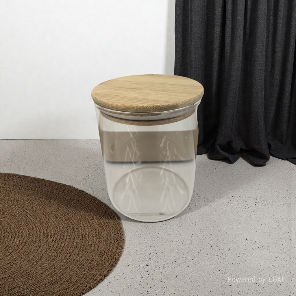 Xinchang transparent glass jar with bamboo lid, multi-functional kitchen storage glass bottle, glass products, glass tea jar, multi-functional kitchen storage Specification image