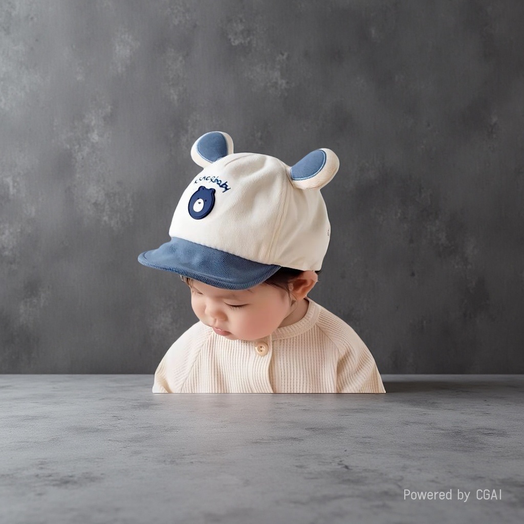 Beige and blue bezel bear-ear maternity cap mom bag suitable for babies Application Scenario