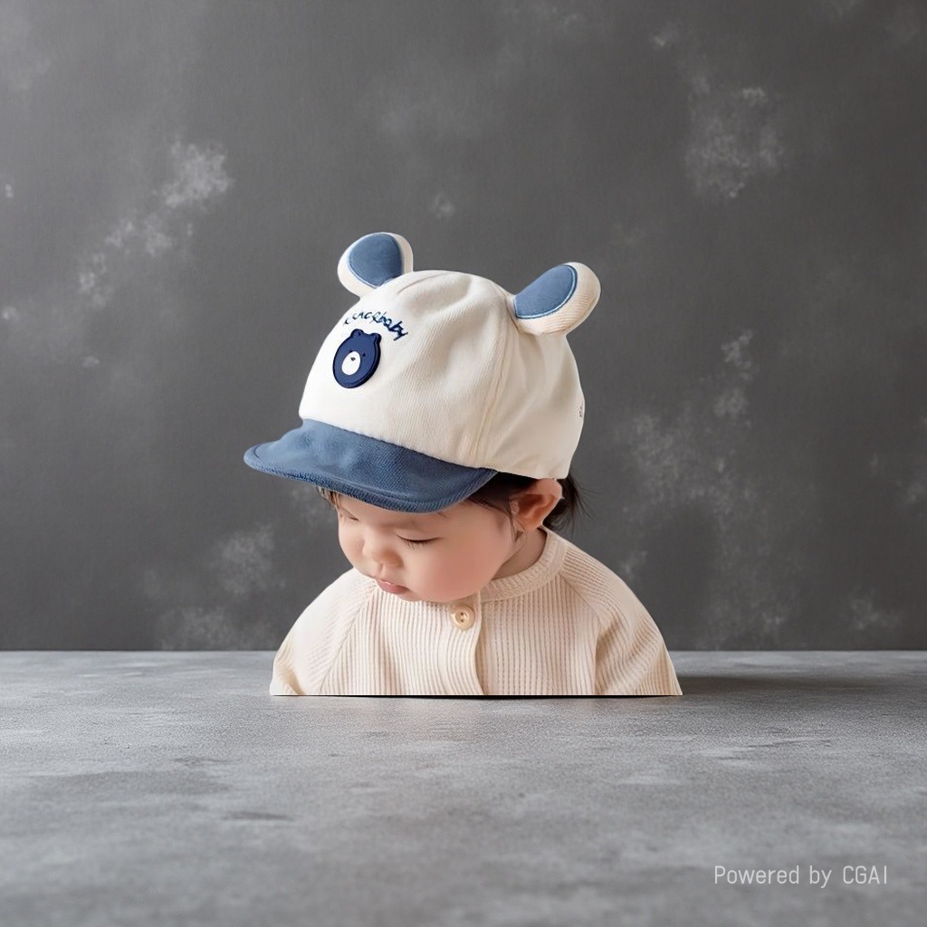 Beige and blue bezel bear-ear maternity cap mom bag suitable for babies