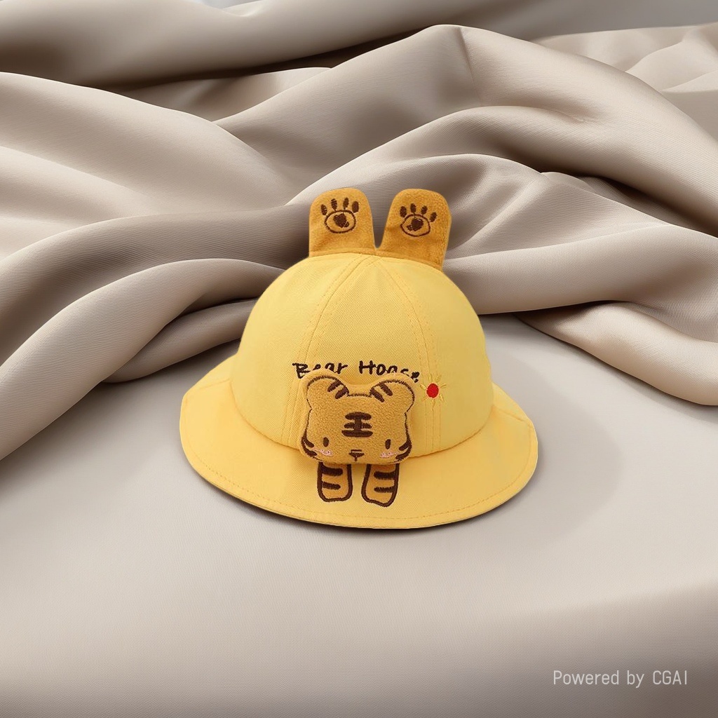 Children's yellow tiger and rabbit ear hooded cartoon hair accessory, summer cute baby crown hair clip, mother and baby products Application Scenario
