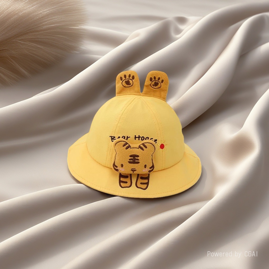 Children's yellow tiger and rabbit ear hooded cartoon hair accessory, summer cute baby crown hair clip, mother and baby products details Picture