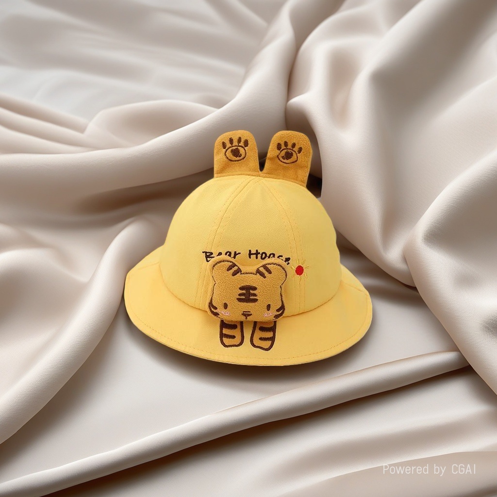 Children's yellow tiger and rabbit ear hooded cartoon hair accessory, summer cute baby crown hair clip, mother and baby products