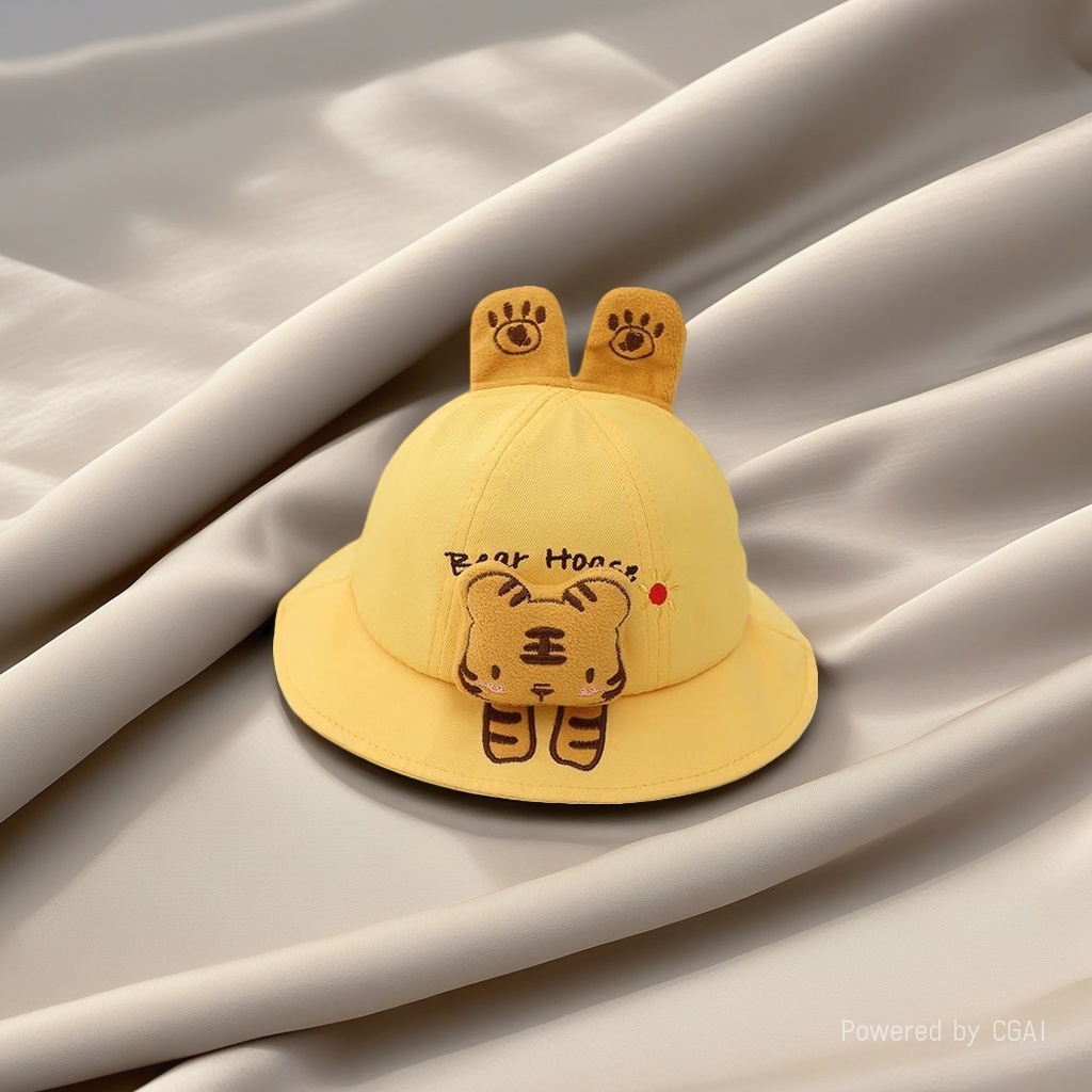 Children's yellow tiger and rabbit ear hooded cartoon hair accessory, summer cute baby crown hair clip, mother and baby products Specification image