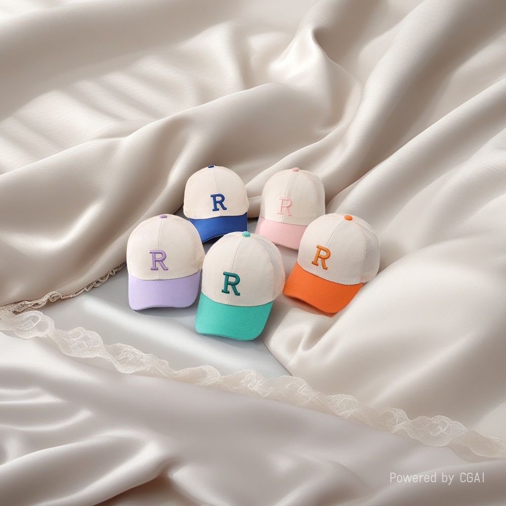 Adult colored letter R baseball caps, baseball caps, sun-protective denim caps details Picture