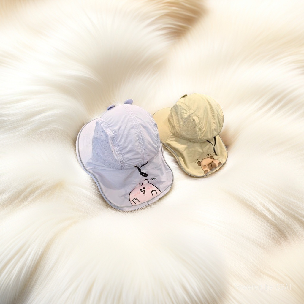 Light purple beige cartoon sun protection baseball cap, adult baseball cap, denim sun hat Specification image