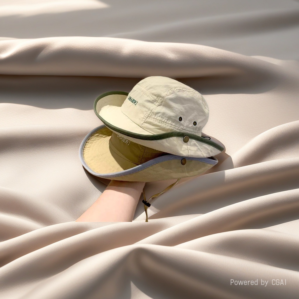 Beige fisherman's hat, baseball cap, baseball cap, sun protection cap, denim cap, hand support design Application Scenario