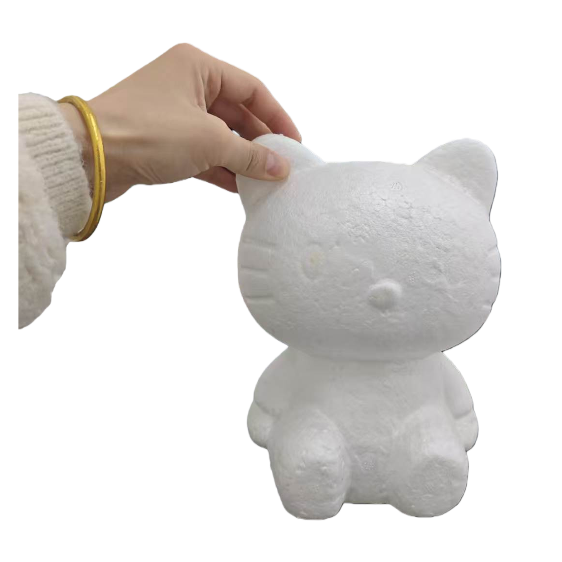 White foam cat-shaped sculpture cow ornaments, food and play accessories, long wall flower office desk small ornaments Item Picture