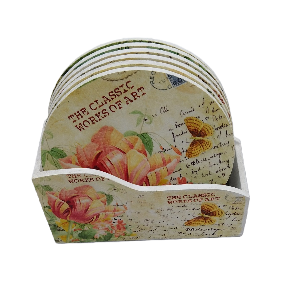 Floral pattern diatom mud PP coasters set, placemats, heat insulation pads Item Picture