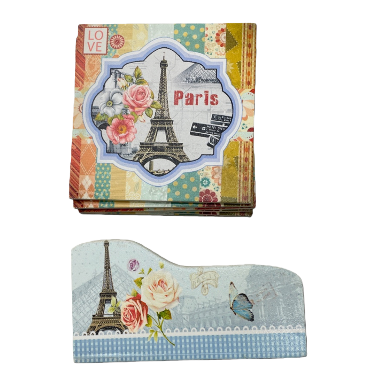 Parisian themed color collage theme resin decorative coasters Item Picture