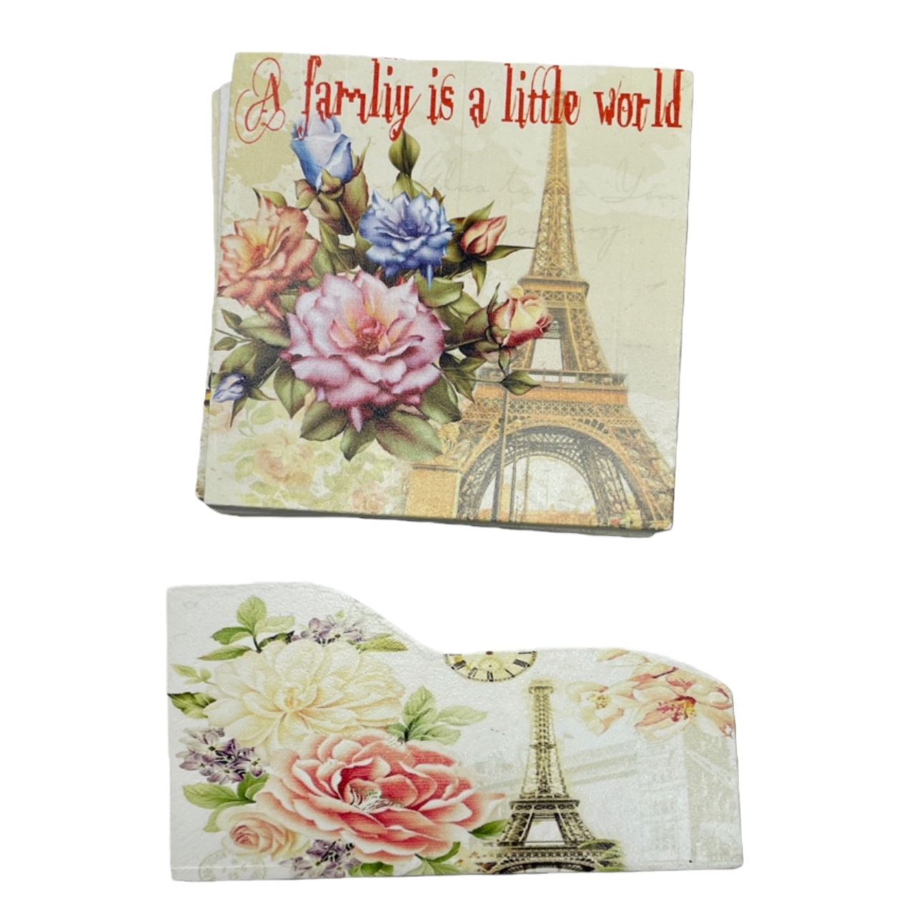 Carpenter's floral Paris Tower pattern-themed resin decorative coasters Item Picture