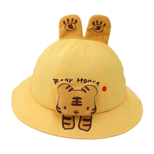 Children's yellow tiger and rabbit ear hooded cartoon hair accessory, summer cute baby crown hair clip, mother and baby products Item Picture