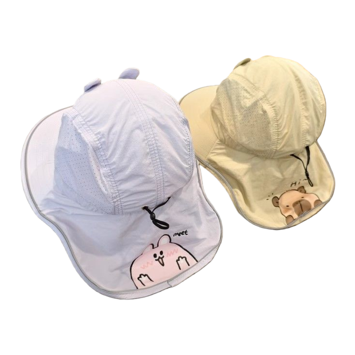 Light purple beige cartoon sun protection baseball cap, adult baseball cap, denim sun hat Item Picture
