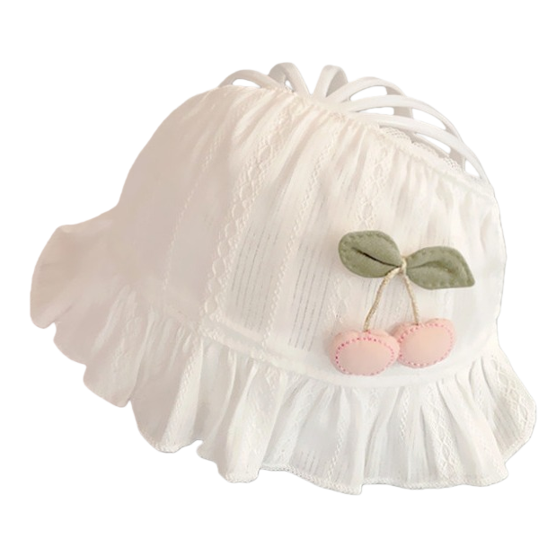 White lace cherry decorated adult baseball cap, sun-protective baseball cap and cowboy cap Item Picture