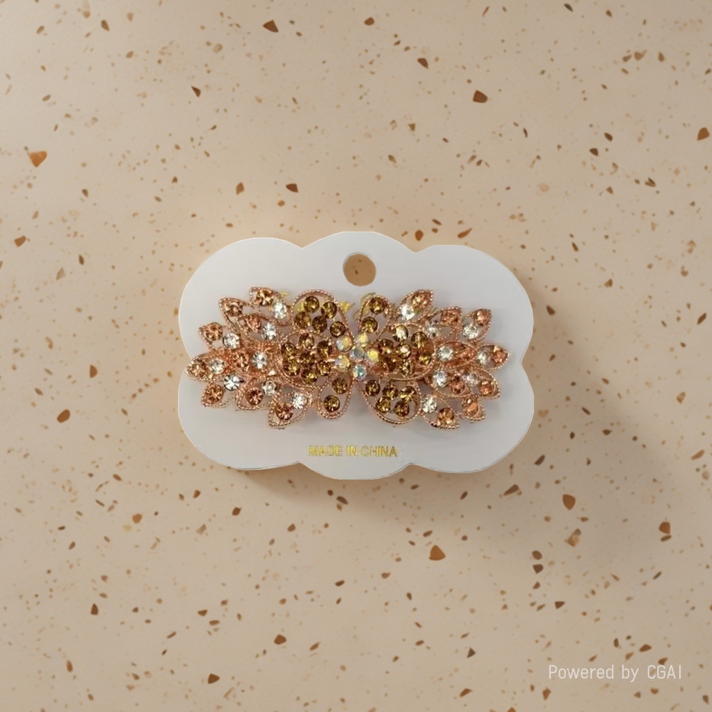 金色镶钻花朵造型珍珠抓夹发卡饰品084043314
