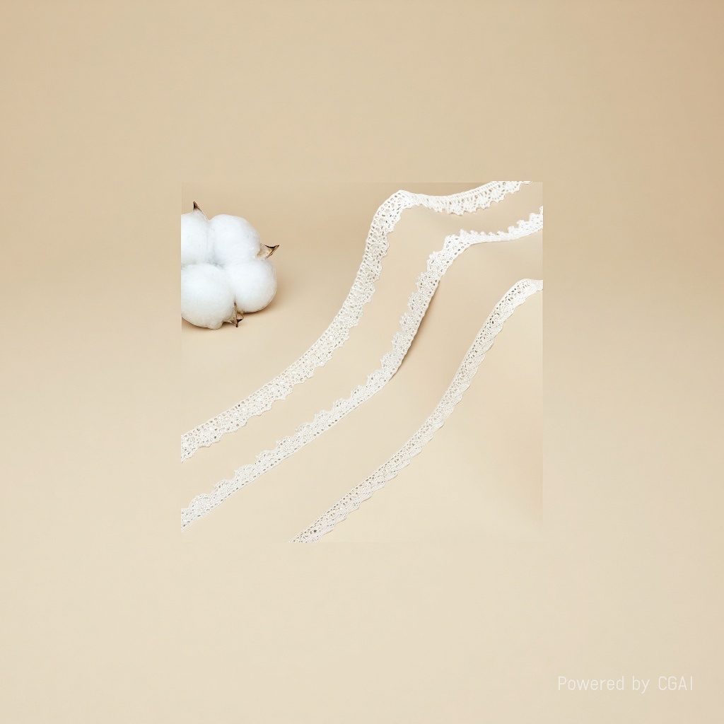 حاشية قطنية تبلغ 1CM من خيوط قطنية كاملة، وتوزع على أكمام الرقبة على أكمام الخيوط Item Picture