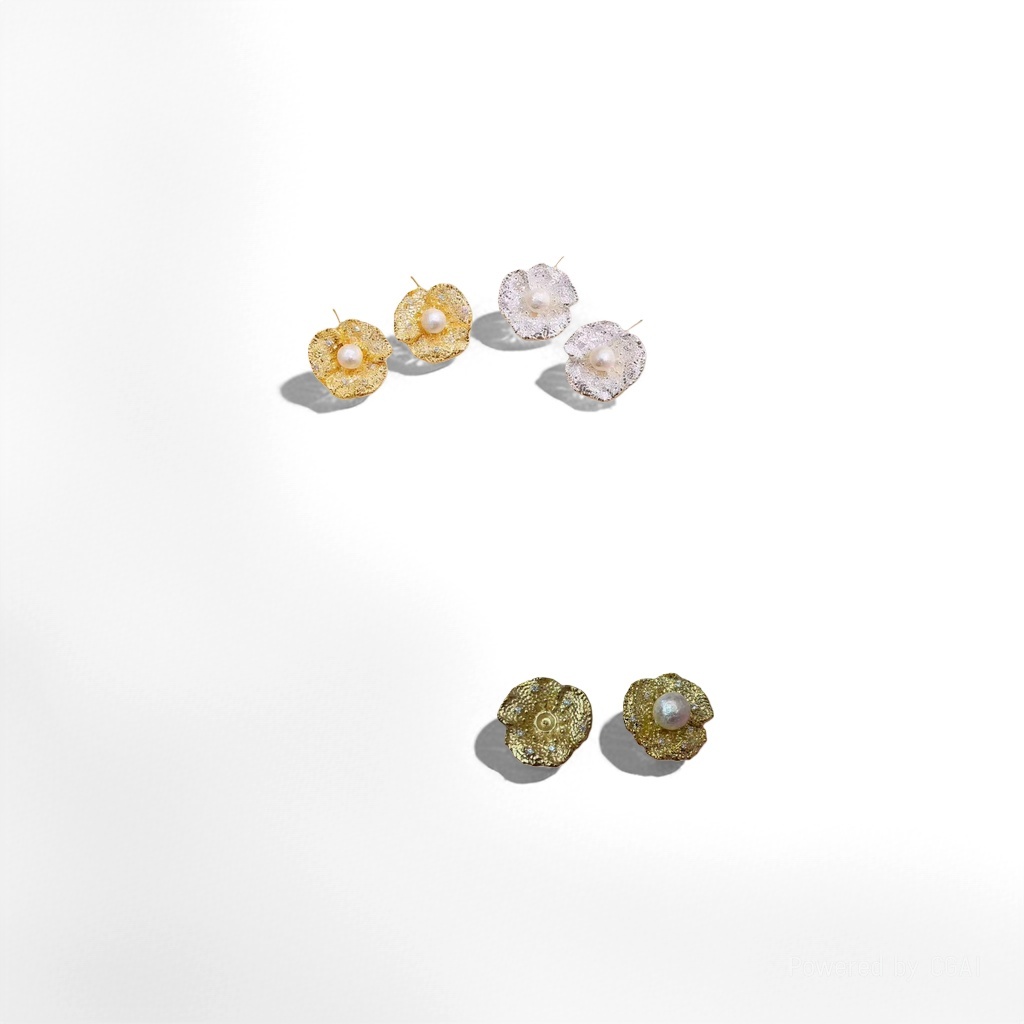 Fury medio bulubulu oro plata flor perla pendientes S925 clip de oído details Picture