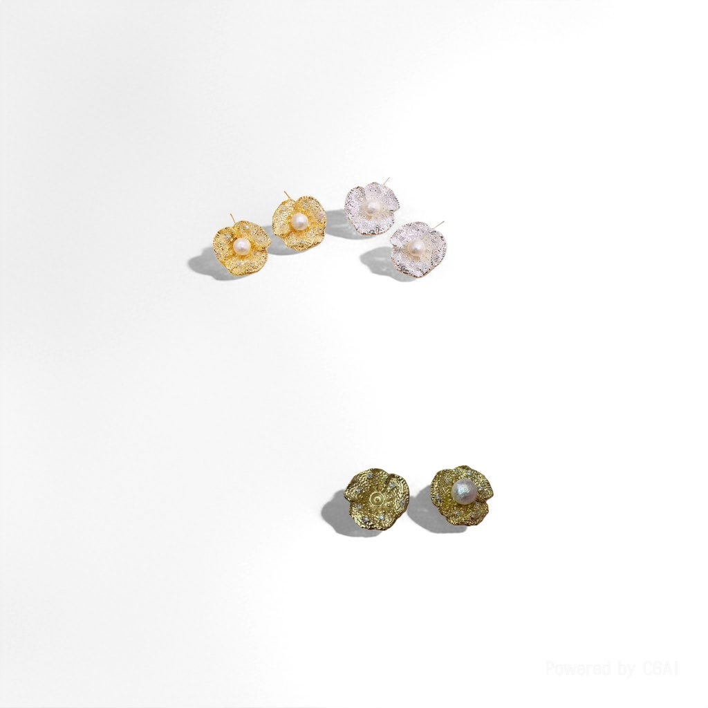 Fury medio bulubulu oro plata flor perla pendientes S925 clip de oído Specification image