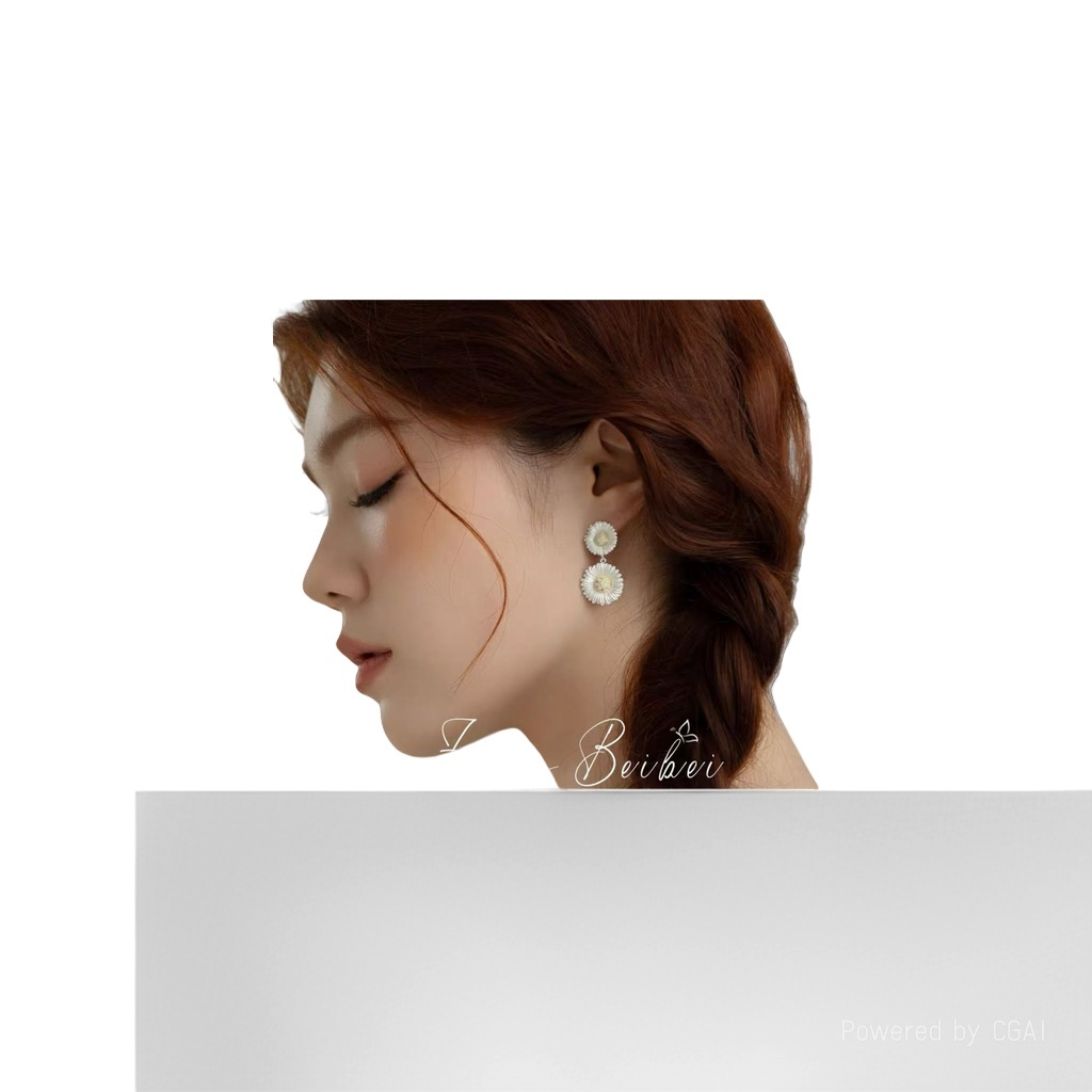 Furui Medieval bulubulu S925 Silver Daisy Double Ear Clip 925 Silver Ear Ring
