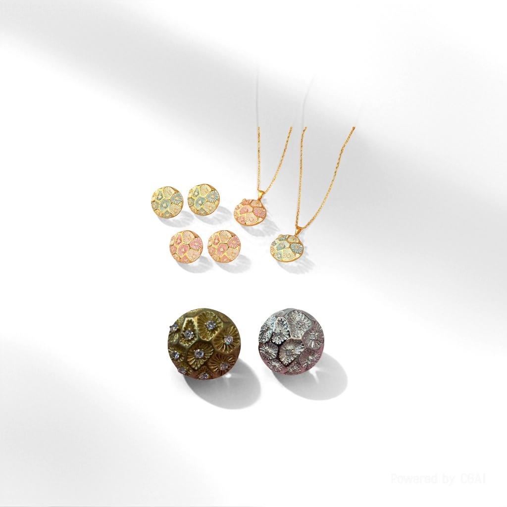 Fury medio bulubulu colorido floral oro pendientes collar set S925 plata pendientes clip Application Scenario