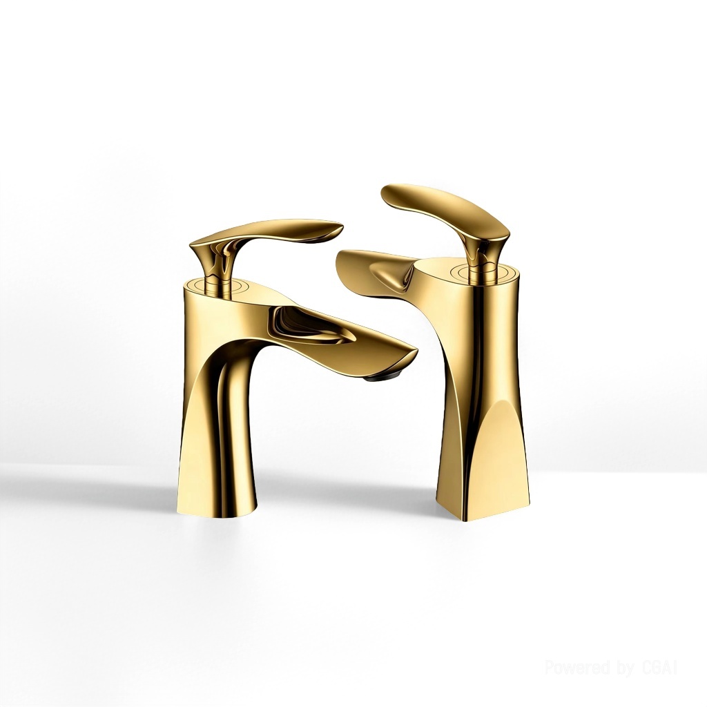 Golden modern ingots faucet, brass bathroom faucet, washbasin, universal faucet for bathrooms and kitchens details Picture