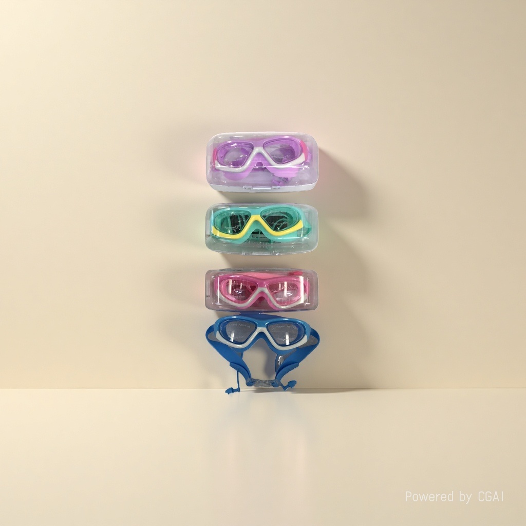 Colorful swimming goggles for men and women, outdoor swimming goggles, high-end diving masks, available in four colors: purple, cyan, green, yellow, pink, white, blue and white details Picture