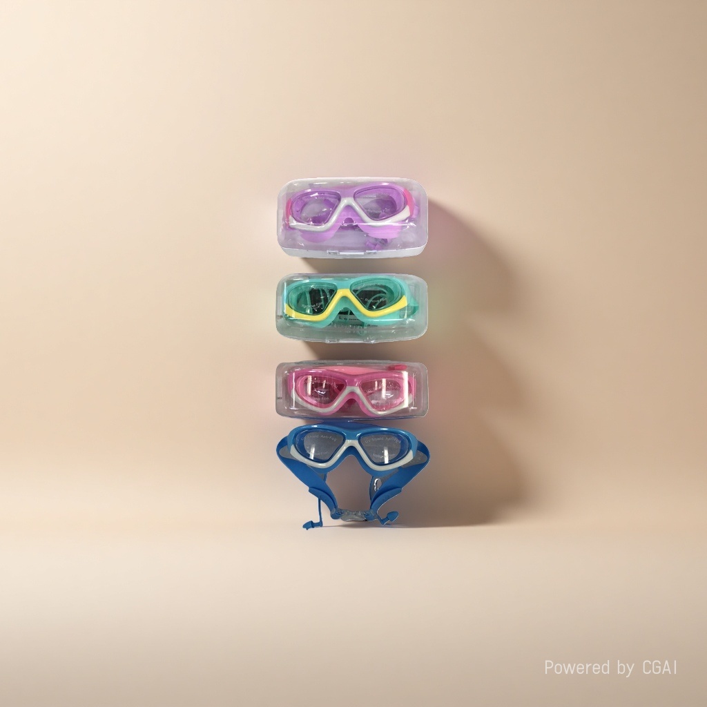 Colorful swimming goggles for men and women, outdoor swimming goggles, high-end diving masks, available in four colors: purple, cyan, green, yellow, pink, white, blue and white Specification image
