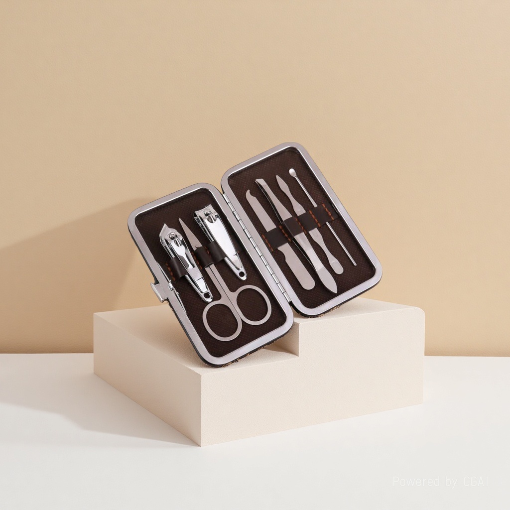 7-piece leather box set, beauty and nail tool set, manufacturer's gift, printed LOGO, nail clippers and nail scissors set